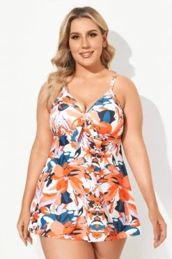 Sweetheart Neckline Flower Backless Tie Front Swimdress -Trendy Bikini Set Sales Store b desd006002 4