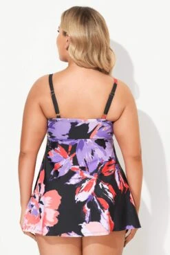 Flower Printed Backless Tummy Control Swimdress 6 Flower Printed Backless Tummy Control Swimdress -Trendy Bikini Set Sales Store b desd006005 3