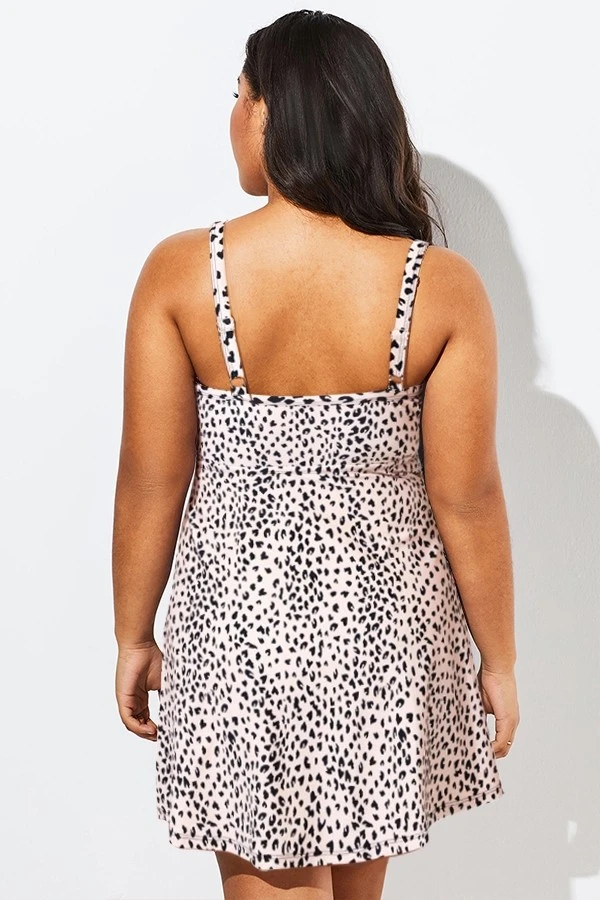Leopard Tie Front V-neck Swimdress For Women 2 Leopard Tie Front V-neck Swimdress For Women - Image 2