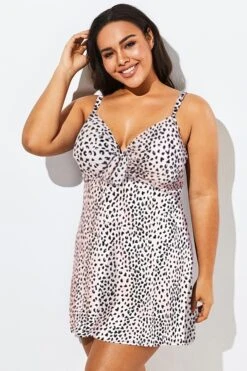Leopard Tie Front V-neck Swimdress For Women 6 Leopard Tie Front V-neck Swimdress For Women -Trendy Bikini Set Sales Store b desd006007 33
