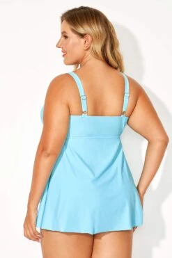 Blue Side Slit V-Neck Adjustable Straps Swimdress -Trendy Bikini Set Sales Store b desd015001 4