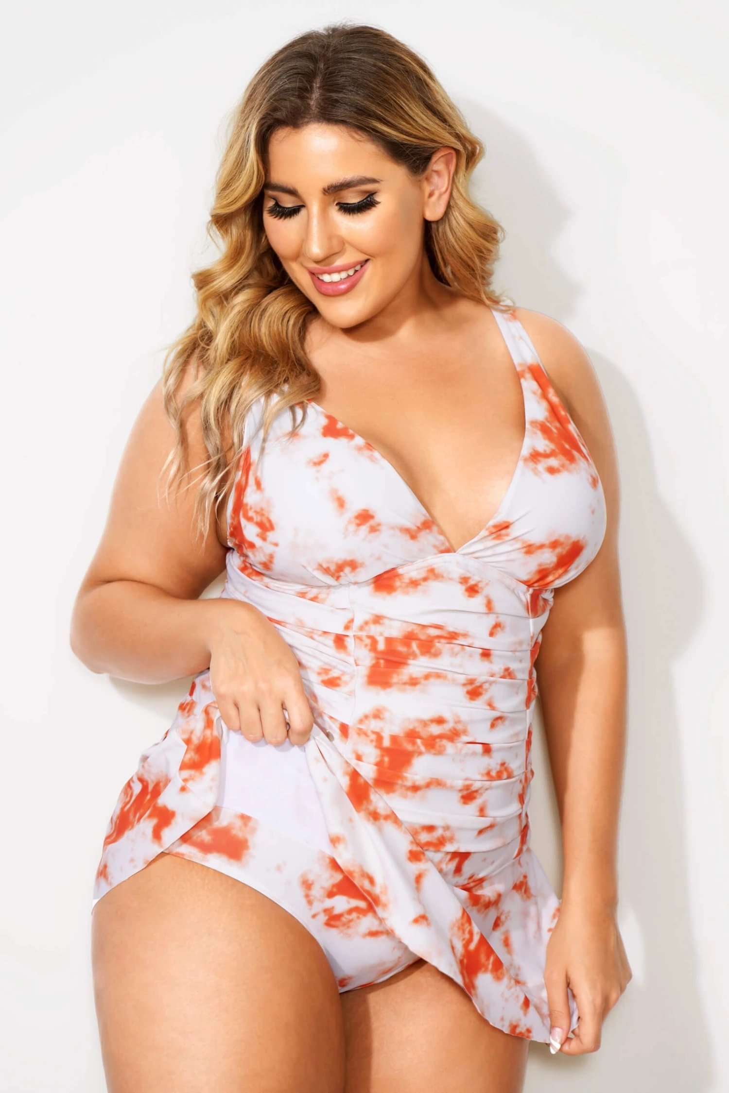 Tie Dye Printed Adjustable Straps Elegant Swimdress 2 Tie Dye Printed Adjustable Straps Elegant Swimdress - Image 2