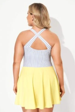 Classic Stripe Round Collar Swimdress For Lady -Trendy Bikini Set Sales Store b desd060001 3