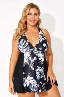 Tropical Patterns Flowers V-Neck Women Swimdress 7 Tropical Patterns Flowers V-Neck Women Swimdress -Trendy Bikini Set Sales Store b desd077001 3