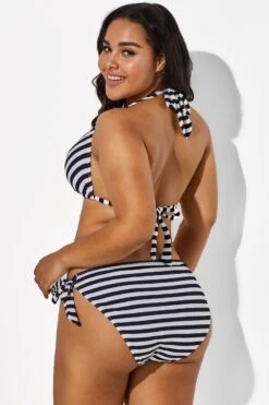 Self Tie Striped Ribbed Triangle Bikini Set -Trendy Bikini Set Sales Store b sfbk1911003 5