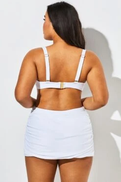 White Twist Front Bandeau Spa Bikini With Skirt -Trendy Bikini Set Sales Store b sfbk1911009 5