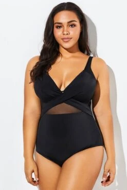 Black Cut Out Mesh Underwire One Piece Swimsuit -Trendy Bikini Set Sales Store b sfop1911127 3
