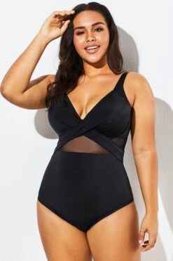 Black Cut Out Mesh Underwire One Piece Swimsuit -Trendy Bikini Set Sales Store b sfop1911127 4