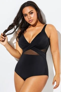 Black Cut Out Mesh Underwire One Piece Swimsuit -Trendy Bikini Set Sales Store b sfop1911127 6