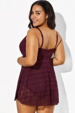 Wine Crochet Side Slit V-Neck Graceful Swimdress 12 Wine Crochet Side Slit V-Neck Graceful Swimdress -Trendy Bikini Set Sales Store b sfsd1911005 2 1