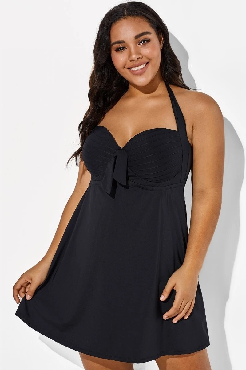 Black Bow Classic Halter Swimdress For Lady 4 Black Bow Classic Halter Swimdress For Lady - Image 4