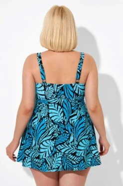Blue Leaves Printed V-neck Women Swimdress -Trendy Bikini Set Sales Store b sfsd2003046 2
