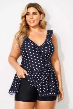 Polka Dots Ruffle V-neck Classic Women Swimdress -Trendy Bikini Set Sales Store b sfsd2003052 3
