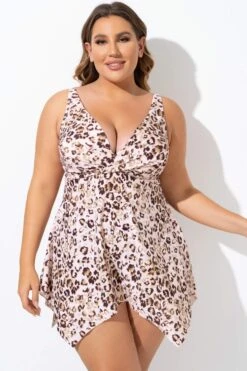 Leopard Retro Wrap Adjustable Wide Strap Swimdress -Trendy Bikini Set Sales Store b sfsd2003155 5