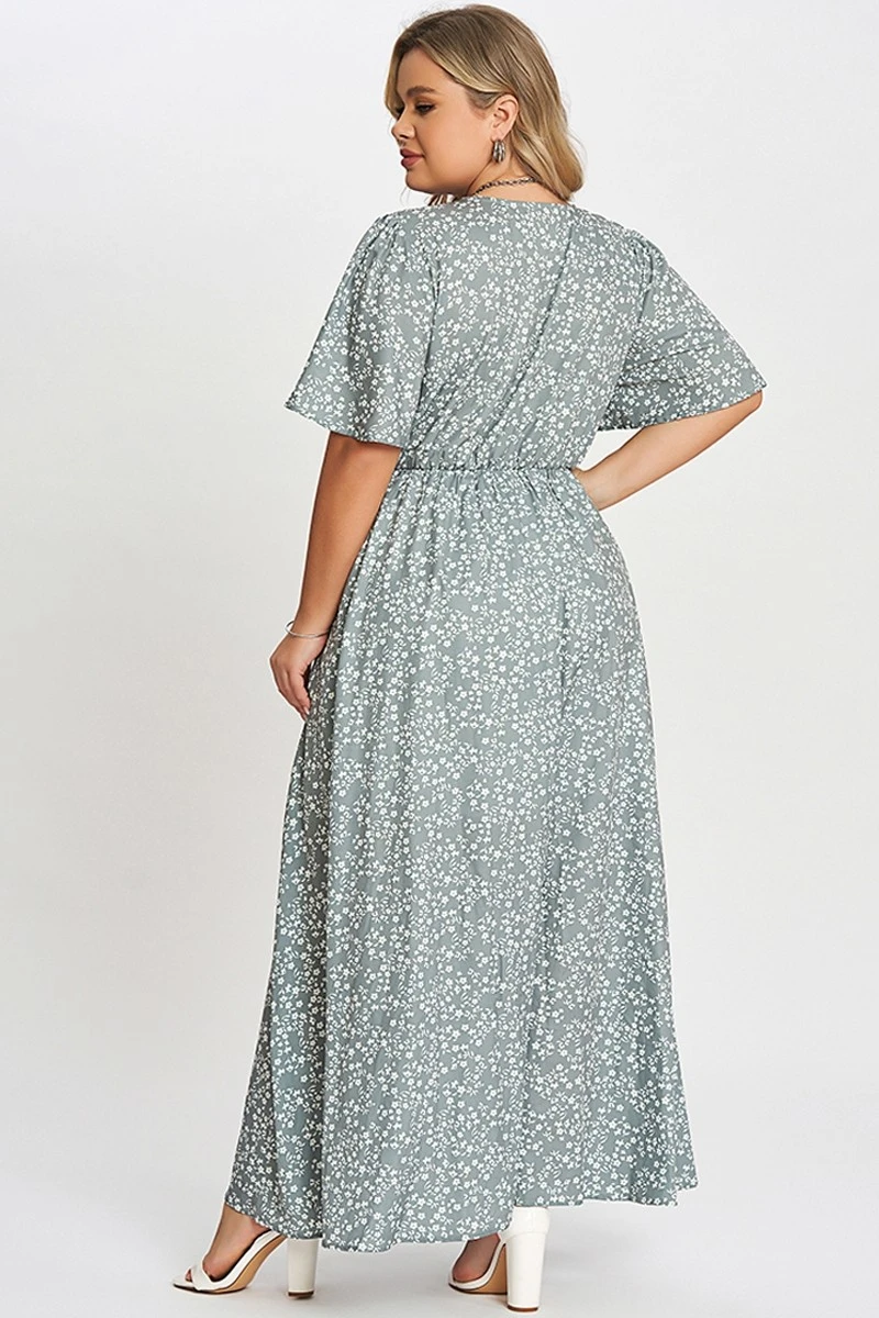 Flutter Sleeve Ditsy Floral Pocket Split Maxi Dress 2 Flutter Sleeve Ditsy Floral Pocket Split Maxi Dress - Image 2