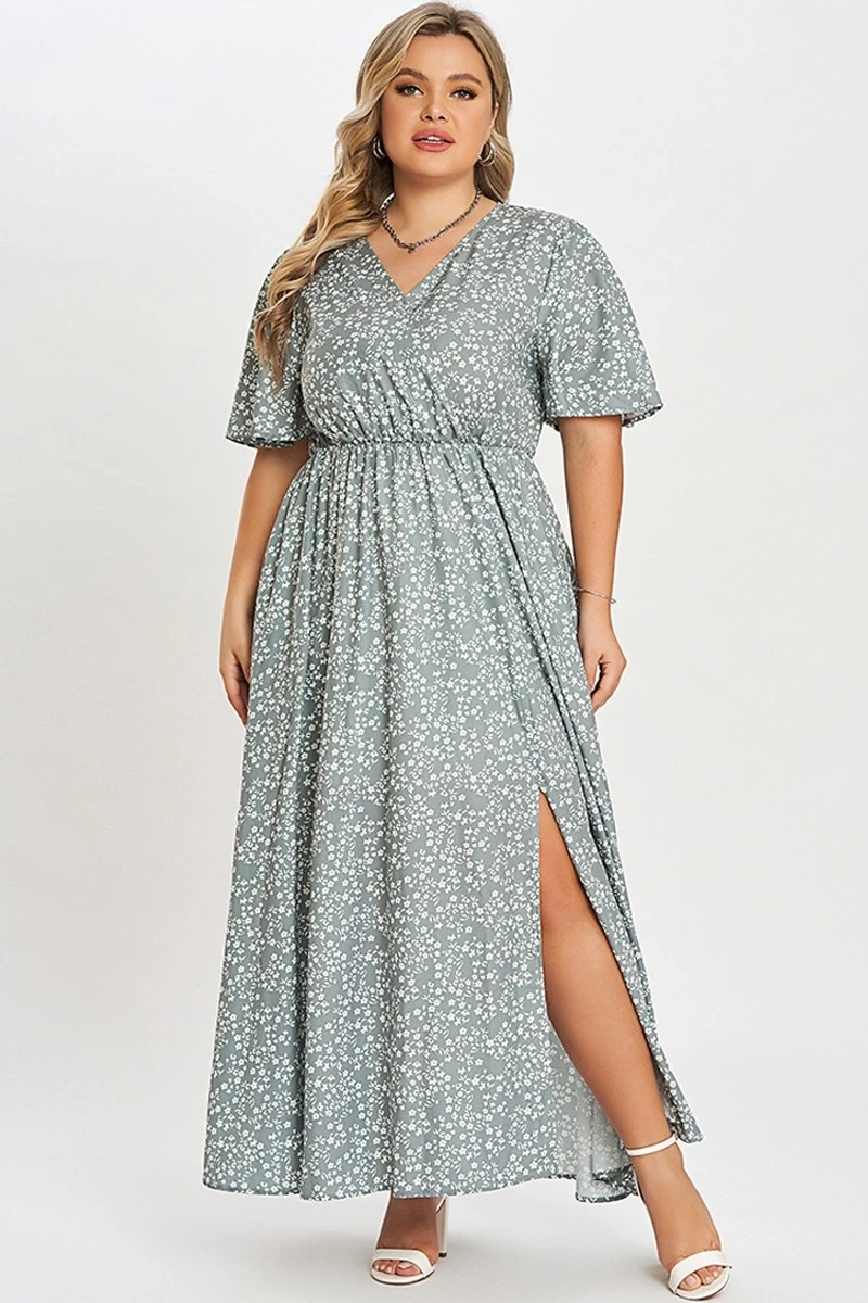 Flutter Sleeve Ditsy Floral Pocket Split Maxi Dress 3 Flutter Sleeve Ditsy Floral Pocket Split Maxi Dress - Image 3
