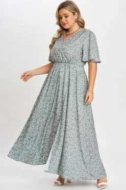 Flutter Sleeve Ditsy Floral Pocket Split Maxi Dress 11 Flutter Sleeve Ditsy Floral Pocket Split Maxi Dress -Trendy Bikini Set Sales Store c sd001001 6