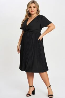 Black Knot Front Pleated Skirt Long Dress 8 Black Knot Front Pleated Skirt Long Dress -Trendy Bikini Set Sales Store c sd002001 3