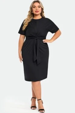 Black Cross Front Flutter Sleeve Dress