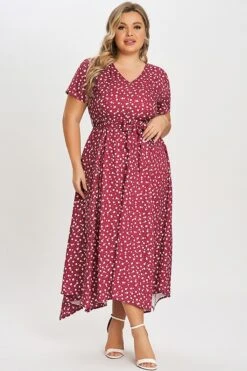 Pretty Print Short-Sleeve Sharkbite Hem Midi Dress -Trendy Bikini Set Sales Store c sd011001 4