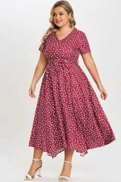 Pretty Print Short-Sleeve Sharkbite Hem Midi Dress -Trendy Bikini Set Sales Store c sd011001 6