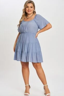 Denim Color Tiered Style Ruffle Sleeves Party Dress 8 Denim Color Tiered Style Ruffle Sleeves Party Dress -Trendy Bikini Set Sales Store c sd017001 3