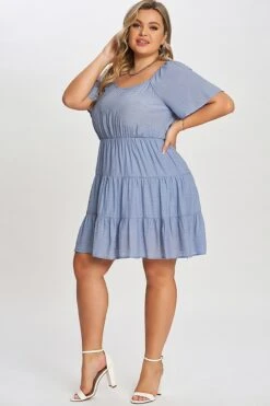 Denim Color Tiered Style Ruffle Sleeves Party Dress 10 Denim Color Tiered Style Ruffle Sleeves Party Dress -Trendy Bikini Set Sales Store c sd017001 5