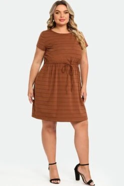 Plus Size Stripe Adjustable Drawstring Women Dress 11 Plus Size Stripe Adjustable Drawstring Women Dress -Trendy Bikini Set Sales Store c sd018002 6 2