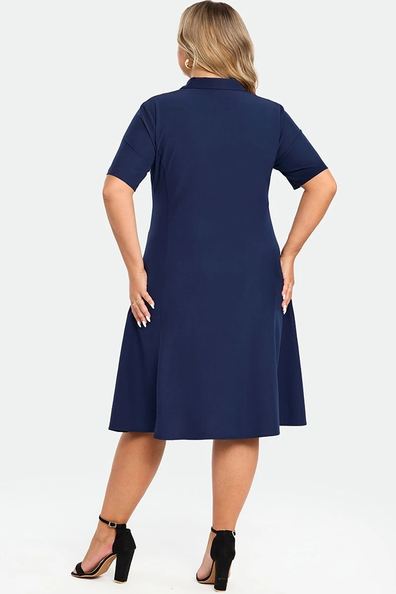 Navy Polo Short Sleeves Front Pockets Dress 2 Navy Polo Short Sleeves Front Pockets Dress - Image 2