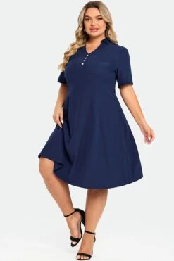 Navy Polo Short Sleeves Front Pockets Dress 10 Navy Polo Short Sleeves Front Pockets Dress -Trendy Bikini Set Sales Store c sd024001 5