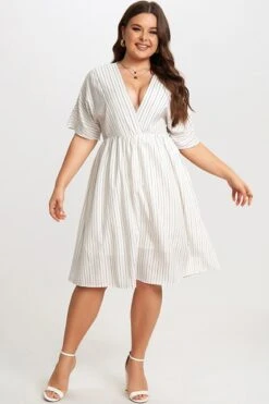 Striped V-Neck Dolman-Sleeve Women Mini Dress 8 Striped V-Neck Dolman-Sleeve Women Mini Dress -Trendy Bikini Set Sales Store c sd028001 3