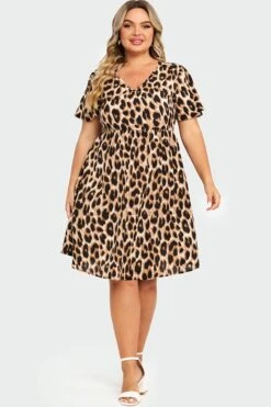 V-Neck Leopard Print Flutter Sleeve Midi Dress 8 V-Neck Leopard Print Flutter Sleeve Midi Dress -Trendy Bikini Set Sales Store c sd028002 3