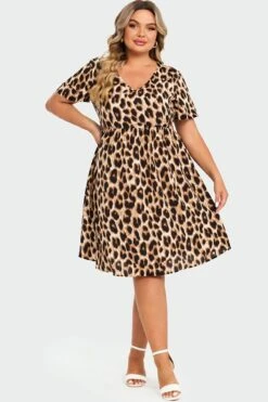 V-Neck Leopard Print Flutter Sleeve Midi Dress 9 V-Neck Leopard Print Flutter Sleeve Midi Dress -Trendy Bikini Set Sales Store c sd028002 4