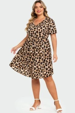 V-Neck Leopard Print Flutter Sleeve Midi Dress 10 V-Neck Leopard Print Flutter Sleeve Midi Dress -Trendy Bikini Set Sales Store c sd028002 5