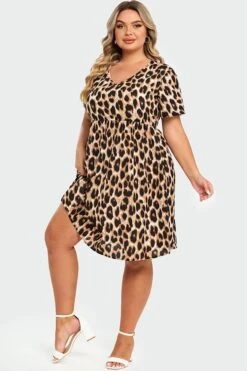 V-Neck Leopard Print Flutter Sleeve Midi Dress 11 V-Neck Leopard Print Flutter Sleeve Midi Dress -Trendy Bikini Set Sales Store c sd028002 6