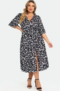 Animal Print Wrap Tie Side Women Midi Dress 9 Animal Print Wrap Tie Side Women Midi Dress -Trendy Bikini Set Sales Store c sd030001 4