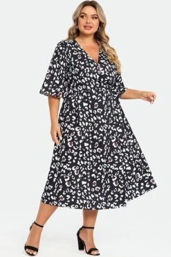 Animal Print Wrap Tie Side Women Midi Dress 11 Animal Print Wrap Tie Side Women Midi Dress -Trendy Bikini Set Sales Store c sd030001 6