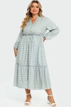 Dot Print Button Tie Waist Ruffled Hem Dress 8 Dot Print Button Tie Waist Ruffled Hem Dress -Trendy Bikini Set Sales Store c sd031001 3