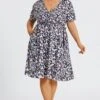 Plus Size Floral Print V-Neck Midi Dress