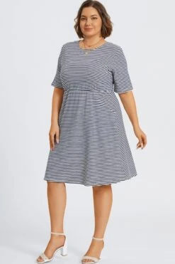 High Neck Half Sleeve Skater Midi Dress 8 High Neck Half Sleeve Skater Midi Dress -Trendy Bikini Set Sales Store c sd055001 3