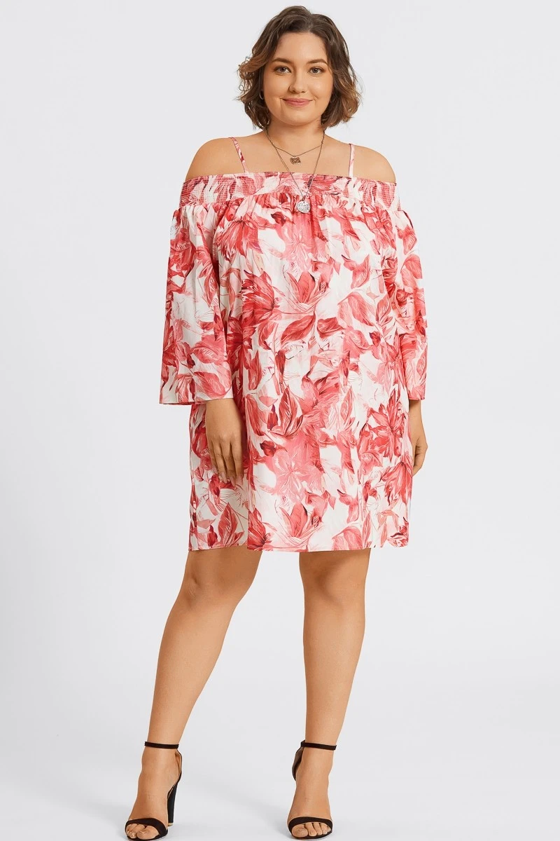 Floral Print Off-Shoulder Carmen Style Midi Dress 3 Floral Print Off-Shoulder Carmen Style Midi Dress - Image 3