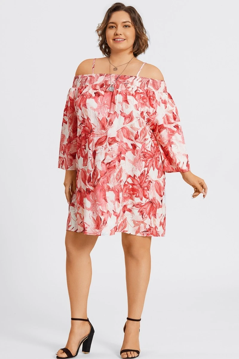 Floral Print Off-Shoulder Carmen Style Midi Dress 5 Floral Print Off-Shoulder Carmen Style Midi Dress - Image 5