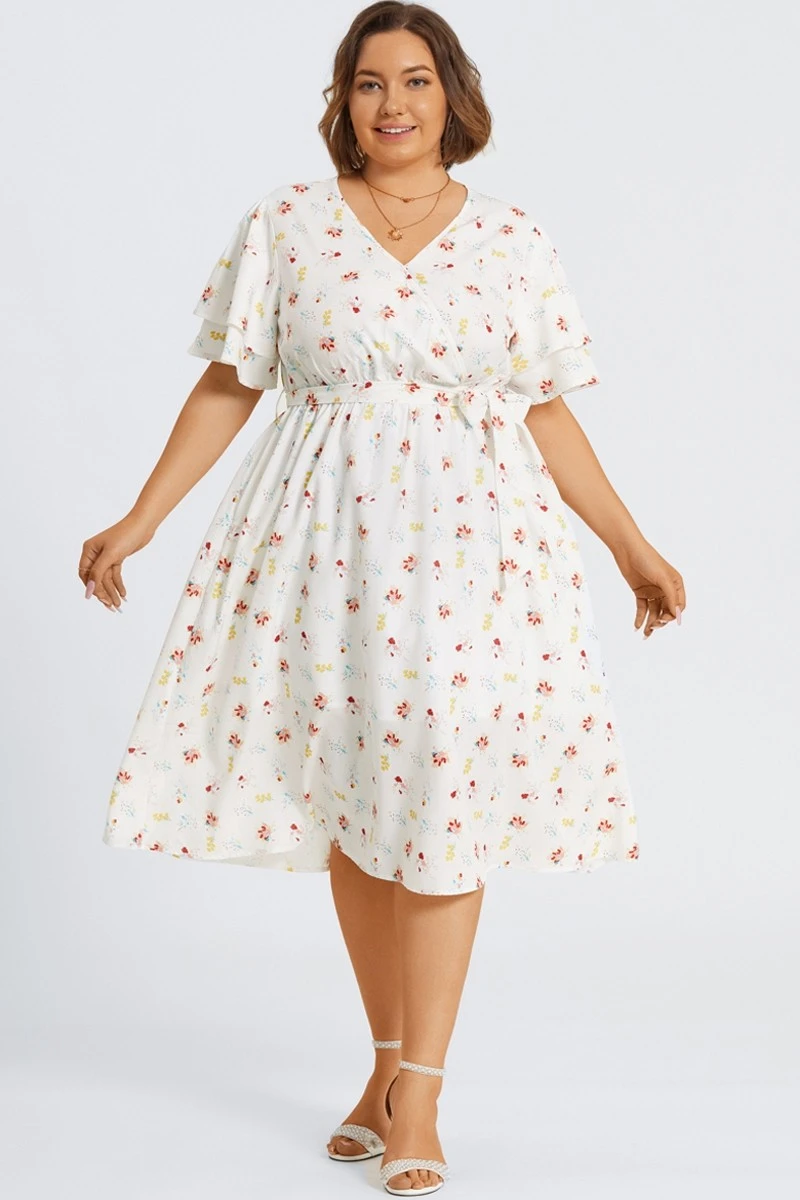 Floral Printed Ruffle Sleeve Pocket Belted Maxi Dress 5 Floral Printed Ruffle Sleeve Pocket Belted Maxi Dress - Image 5