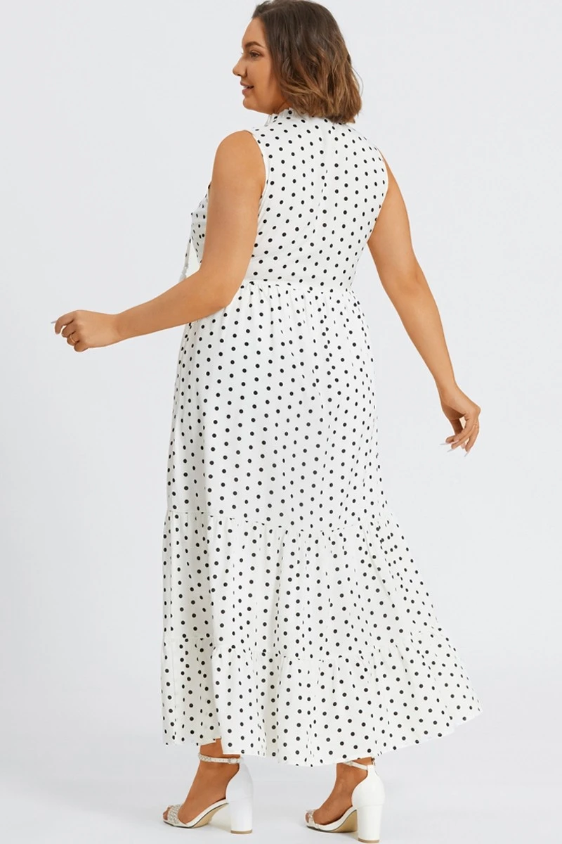 Polka Dots Textured Woven Tiered Maxi Dress 2 Polka Dots Textured Woven Tiered Maxi Dress - Image 2
