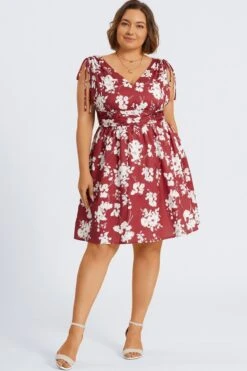 Floral Print Shirred Back Drawstring Shoulder Midi Dress 9 Floral Print Shirred Back Drawstring Shoulder Midi Dress -Trendy Bikini Set Sales Store c sd062001 4