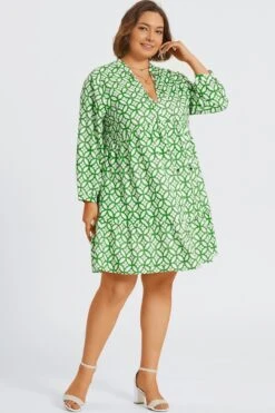 Green Floral Print Tie Neck Smock Midi Dress 11 Green Floral Print Tie Neck Smock Midi Dress -Trendy Bikini Set Sales Store c sd063001 6