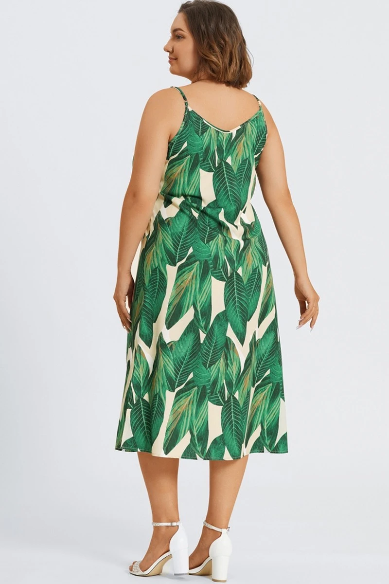 Plus Size Tropical Print Cami Maxi Dress 2 Plus Size Tropical Print Cami Maxi Dress - Image 2
