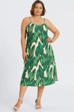 Plus Size Tropical Print Cami Maxi Dress 8 Plus Size Tropical Print Cami Maxi Dress -Trendy Bikini Set Sales Store c sd064001 3 2