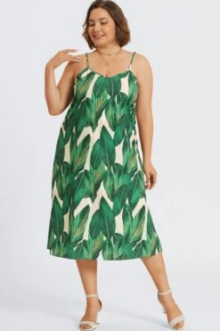Plus Size Tropical Print Cami Maxi Dress 10 Plus Size Tropical Print Cami Maxi Dress -Trendy Bikini Set Sales Store c sd064001 4 2