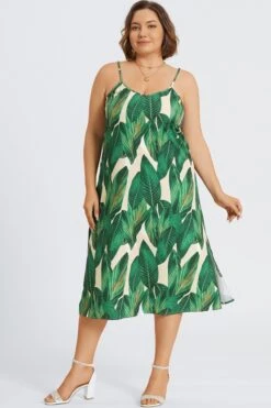 Plus Size Tropical Print Cami Maxi Dress 9 Plus Size Tropical Print Cami Maxi Dress -Trendy Bikini Set Sales Store c sd064001 5 2